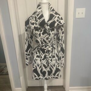 White House Black Market Monochrome Patterned Coat